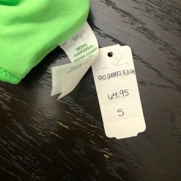 Aerie Lace Underwire One Piece Swimsuit neon green cutout back sz small - Picture 8 of 10